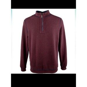 Tommy Bahama Black Cherry Heather Flipshore Reversible Half Zip Sweater XXL